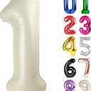 1 Balloon - Cream Birthday Number Balloons, 40 Inch Large Foil Balloons for Men Women Boys Girls Cream Themed Birthday Decorations