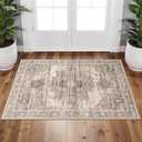 RUUGME Washable 2x3 Area Rugs - Large Boho Rugs for Living Room Stain Resistant Carpet Vintage Tribal Rugs for Bedroom Kitchen Bathroom with Non Slip Backing Home Decor Floor Decoration Mat 2x3 Beige