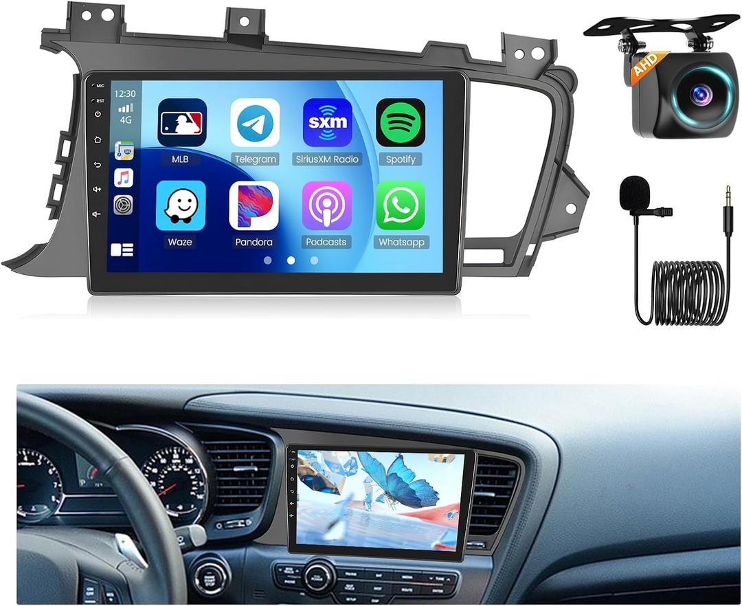 8 Core Car Radio for Kia Optima K5 2010 2011 2012 2013, 9 inch HD IPS Touch Screen for K5 Optima Bluetooth Radio with CarPlay/Android Auto, Bluetooth 5.0, 32EQ, 1280 * 720, 4GB+64GB