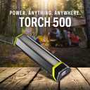Goal Zero 500 Lumen Torch Light, Multi-Use Weatherproof LED Flashlight and Solar Lantern Portable Rechargeable Spotlight and Floodlight with Built-In Solar Panel
