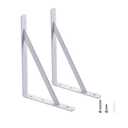 12 x 8 inch Heavy Duty Shelf Brackets, Load Capacity: 600 lb, 2-Pack White Metal L Supports for Wall Mounted Wood Shelving, Shelves Bracket with Screws, HOME MASTER HARDWARE