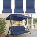 Sintuff 3 Seat Outdoor Porch Swing Cushions, Water-resistant Swing Cushions Replacement with Anti-slip Design, Porch Bench Cushion Liner and Cover 2 in 1 for Patio Garden, Chair Not Include(Navy Blue)