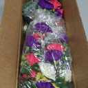 4PCS Artificial Hanging Flowers for Outdoors Summer Decoration, Fake Hanging Plants Faux Petunias with Eucalyptus, UV Resistant No Fade Plastic Realistic Silk Flowers for Porch Patio Balcony Indoor