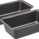 Amazon Basics Rectangular Baking Bread Loaf Pan, 9.5 x 5 Inch, Set of 2, Gray