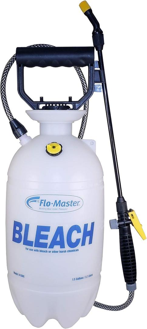 RL FLOMASTER 1.5 Gal. Bleach Sprayer - White, Handheld Chemical Sprayer with 1.5 Gallon Capacity and Viton Seals