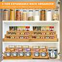 Expandable Bamboo Can Rack Organizer, 3 Tier Canned Food Storage Holder for Pantry, Adjustable Pantry Soda Can Organizer Shelf for Kitchen Spice, Countertop, Cat Food, Cabinet Storage Hold for 24 Cans