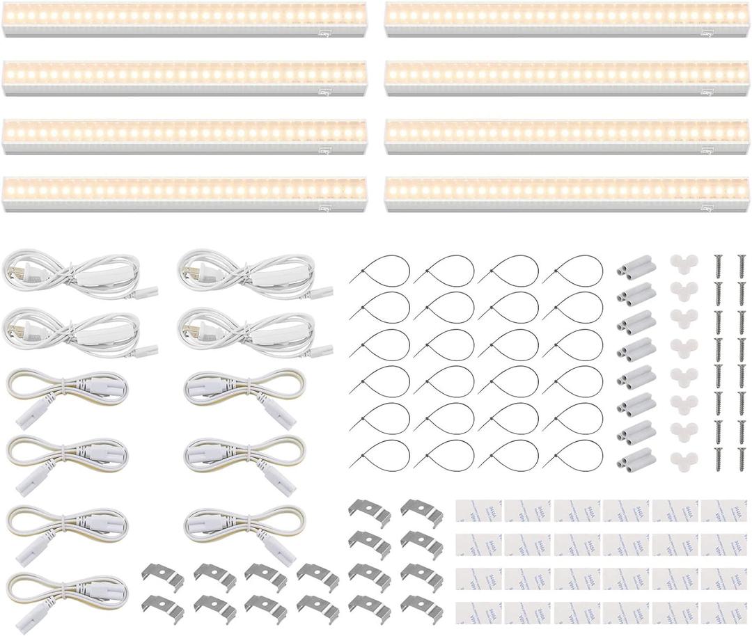 Barrina T5 Grow Lights, Grow Light Strip for Indoor Plants, 1ft Plant Lights for Indoor Growing, Full Spectrum LED Grow Light, Individual Switch, Linkable, Plug and Play, Yellow, 8-Pack