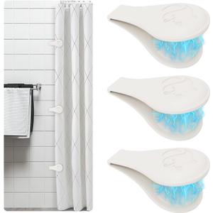 Magnetic Silicone Shower Curtain Clips for Liner, Self Adhesive Windproof Splash Holders Prevent Water Splashing Out Keep Curtain Liner Closed to Wall Shower Curtains Keeper for Home 3 Packs