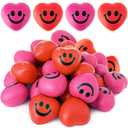 32 Pcs Heart Stress Balls,Smile Mini Heart Foam Balls,1.57" Hearts Squeeze Ball for Stress Relief,Valentines Day,Party Favors,Classroom Reward,Gift Bag Fillers(2 Colors)