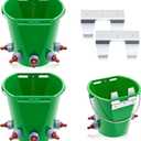 2 Pcs 8L Lamb Milk Feed Bucket Multiple Teat Large Capacity Detachable Nipple Plastic Goat Milk Feeding Bucket Green Animal Feed Pot Lamb Feeder Bottle for Farm Sheep Livestock Cattle Animal(5 Mouths)