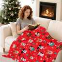 Candy Cane Xmas Dog Christmas Fleece Blanket Super Soft Cozy Throw Blanket Throw 50x60inch, Lightweight Fuzzy Comfy Textured Flannel Blanket Warm Plush Throw Blankets for Couch, Sofa, Bed