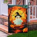 FLAGWIX Halloween Decorations Outdoor Flag - Boo Flags for Outside 11.5"x17.5" - Outdoor Halloween Ghost decorationsfor for Yard Garden Porch, Holiday Gifts for Women Men (Flame  Haunted Glow)