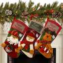 Sunnyglade 3PCS 18" Christmas Stocking Classic Large Stockings Santa, Snowman, Reindeer Xmas Character for Family Holiday Christmas Party Decorations