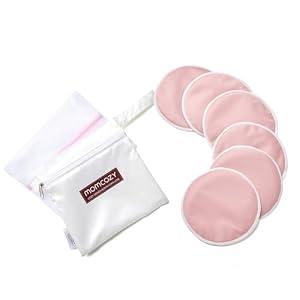 Momcozy Reusable Breast Pads, Innovative Use of Absorbent Fabric & 3-layer Washable Nursing Pads, Ultra-thin Design, Invisible, Fast Absorption, Leak-poof, 6 Pack + Dry & Wet Separation Bag + Wash Bag