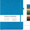 College Ruled Notebook, A4 Hardcover Leather Notebook for Work, Lined Notebook Journal for Women, Men, 192 Thick Paper, 8.5" x 11", Large Notebook with Pockets, Professional Business Notebook, Navy