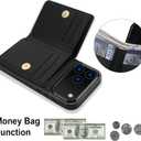 TIANLI Compatible with iPhone 17 Pro Max Wallet Case with Card Holder, 360° Rotation Ring Kickstand RFID Blocking PU Leather Double Magnetic Clasp Shockproof Cover for Women Man, Black