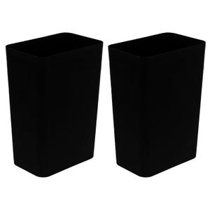 2-Pack Small Plastic Trash Can Wastebasket, 3 Gallon Black Slim Rectangular Garbage Container Bin for Bathroom, Office, Kitchen
