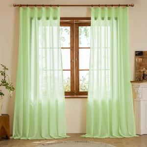 Pinch Pleated Sheer Curtains 96 Inch Length 2 Panels Set, Semi Voile Sheer Curtains for Bedroom Living Room Pinch Pleated Soft Touch Light Filtering Drapes(Reed Green, 42 W x 96 L, 2 Panels)