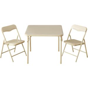 Heritage Kids Beige Kids Activity Table and Chair Set,3-Piece Furniture Set with 1 Square Table & 2 Folding Chairs,Playroom Table Set for Ages 3+
