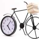 Bicycle Table Clock  Cute Decorative Black Metal Tabletop Analog Clocks  Unique Retro Mantel, Desk, Shelf Decor for Living Room, Kitchen, Bathroom or Office - Cool Bike Clock