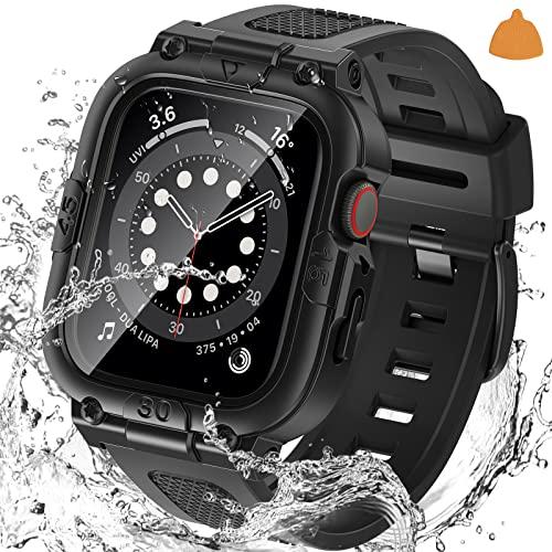 Goton 3 in 1 Waterproof Case with Band for Apple Watch with Built-in Tempered Glass Screen Protector 40mm, 360° Shockproof Bumper Face Cover with Band for Apple Watch SE 3/SE 2/SE, Series 6/5/4, 40mm