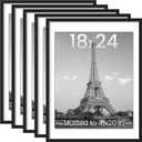 upsimples 18x24 Picture Frame Set of 5, Display Pictures 16x20 with Mat or 18 x 24 Without, Wall Gallery Poster Frames, Black