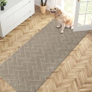 PURRUGS Dirt Trapping Door Mat 32" x 70", Non-Slip Machine Washable Entry Rug, Shoe Scraper, Dog Doormat, Super Absorbent Welcome Mat for Front & Back Door, Muddy Wet Shoes & Paws, Taupe