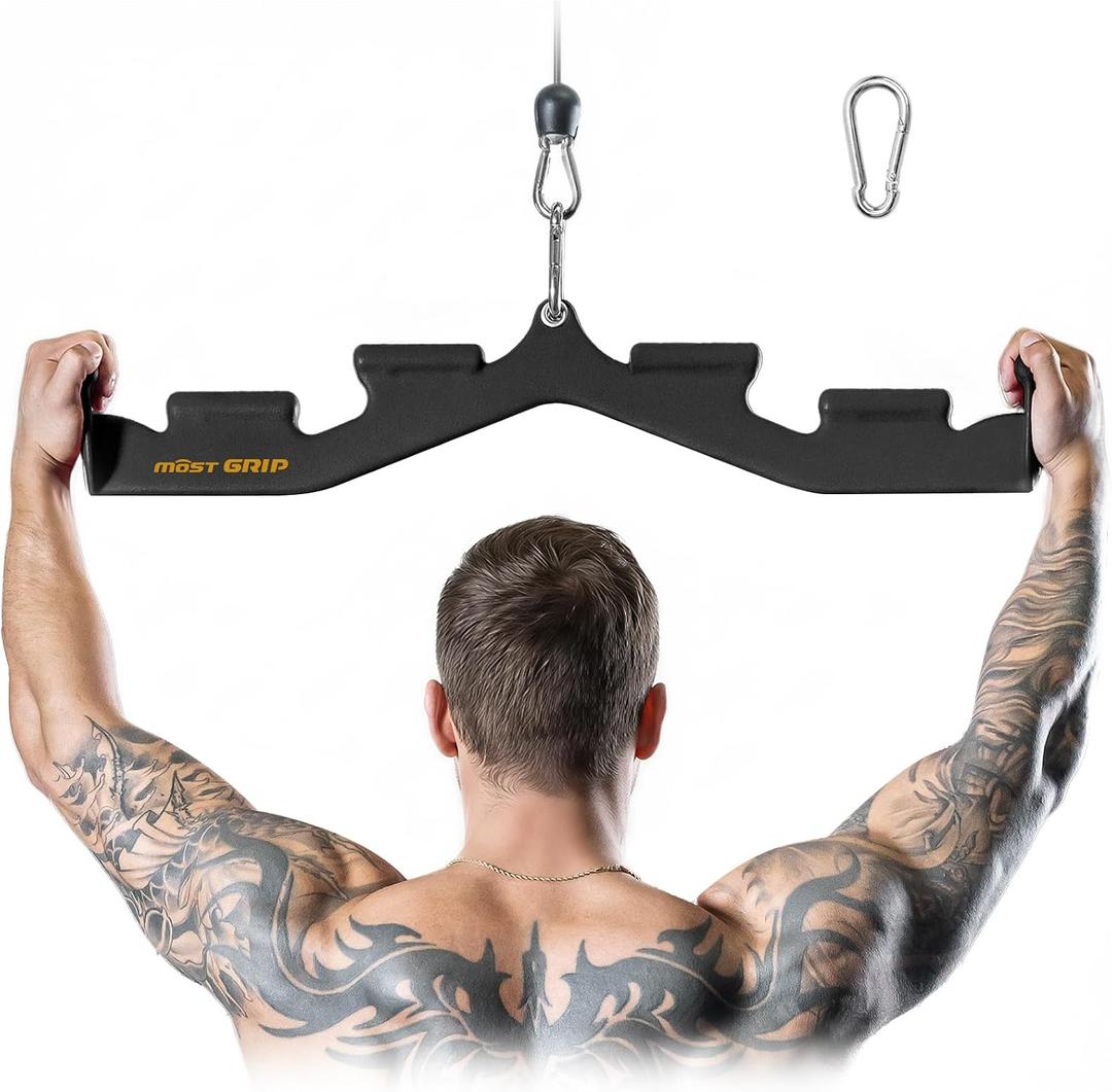 LAT Pull Down Bar with 6 Ergonomic Handles, Neutral Grip LAT Pulldown Attachments for Whole Back Training, Wide Grip LAT Pulldown Bars for Home Gym Cable