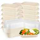 Cheardia 50 Pack Take Out Food Containers with PP Lid, 23 oz Disposable Cardboard Meal Prep Containers Bagasse Paper Bowls Soup Serving Bowls for Salad, Leftovers