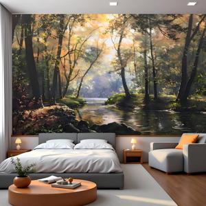 PANCRAFT Peel and Stick Wall Mural Wallpaper Forest 114"×82" Decor G01