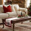 3 x Xmas Tree Christmas Table Runner - 13x72 Buffalo Plaid Christmas Tree Table Runner with Snowflake Merry Xmas Decor, Vintage Farmhouse Rustic Winter Decoration for Home Kitchen Dinner Party