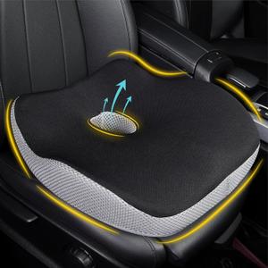 Car Seat Cushion, Ergonomic Memory Foam Car Cushion for Sciatica Pain Relief, Larger Driving Seat Pillow for Short Drivers on Long Drives - Butt Pillow for Truck, Office, Wheelchair - Black&Gray, Standard