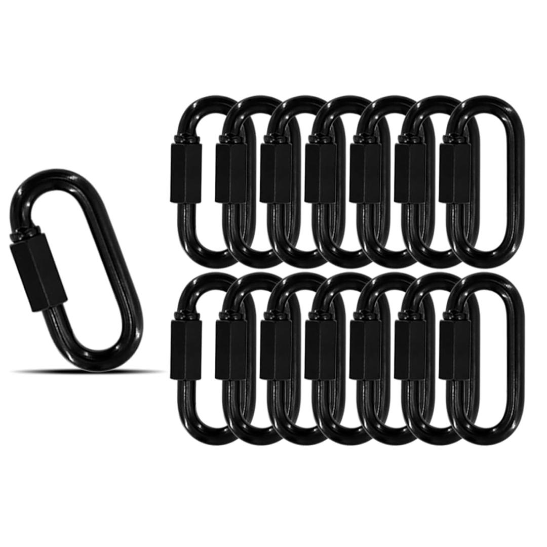1.95" Chain Quick Links, 15Pcs 5/16" Heavy Duty Carabiner, 650 LBS Capacity, High Strength Anti-Rust Chain Connector for Hammock Hanging, Camping, and Hiking (Black)