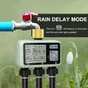 Watering Timer 3 Zone with Brass Inlet, Sprinkler Timer, Programmable Garden Outdoor Hose Faucet Timers with Rain Delay, Auto & Manual Watering System,Water Hose Irrigation Timers 3 Outlet for Garden