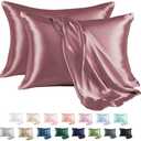 MR&HM Satin Pillowcase for Hair and Skin, Silk Satin Pillowcase 2 Pack, King Size Pillow Cases Set of 2, Silky Pillow Cover with Envelope Closure (20x40, Rose Taupe)