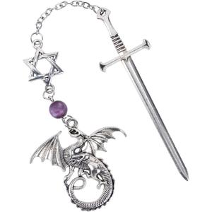 Fantasy Fourth Wing Bookmark - Cool Funny Dragon Sward Page Marks Book Lovers Personalized Tassel Metal Antique Silver Bookmarks Reading Reader Boys Men Birthday New Year Valentines Gifts