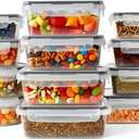 BZLMDXW 12-Pack Food Storage Container Set kitchen organizers Meal Prep Containers Lock Lids Reusable Plastic Lunch Box Snack Salad Containers 12 Boxes and 12 Lids Pantry and Kitchen Organization