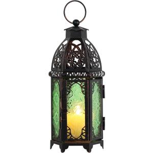 DECORKEY Christmas Decorations for Home, 11 Medium Size Vintage Metal Hanging&Tabletop Candle Holder Decor, Halloween Ramadan Decorations for Indoor Outdoor Porch Patio (Green)