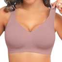 PoseFree Womens Seamless Wireless Supportive Bra Push Up Comfort Soft No Underwire Full Coverage T-Shirt Bra 2XL