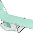Beach Lounge Chair, Outdoor Chaise Lounger with Face Hole, 5-Position Reclining Beach Chair Face Down Tanning Chair with Carry Strap,Side Pocket, Portable Camping Cot for Patio,Poolside, 27 x 21.7 x 3.5 inches