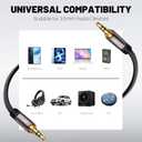 Kxable 3.5mm Auxiliary Audio Stereo Cable 50 Feet, Long Male to Male Aux Cord, Gold Plated Connectors, OFC Core, Black Cable (with 5 pcs Cable Ties) - 50ft
