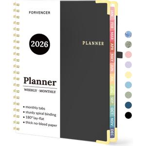 2026 Planner, Forvencer Calendar Planner Weekly and Monthly, Jan 2026-Dec 2026, 8.5" X 11", Hardcover Agenda Book, Daily Journal Organizer with Inner Pocket, Notebook for Office School, A4, Black