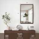 Walnut Wood Bathroom Mirrors for Wall Mounted, 36" x 24" Rectangle Rustic Wood Framed Wall Mirror, Decorative Farmhouse Mirror for Bathroom, Bedroom, Entryway, Horizontally/Vertically