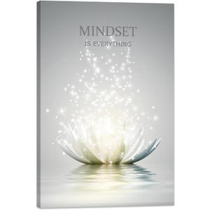 Lotus Flower Wall Art Canvas Mindset Motivational Quotes Poster for Zen Office Wall Decor Spiritual Meditation Prints Artwork Framed (16 x 24inches)