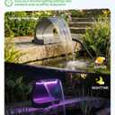 POPOSOAP Pond Waterfall Spillway with LED Lights & 1200GPH Pond Pump, 8Inch Pond Spillway Kit for Garden Ponds, Outdoor Water Feature with App & Remote Control for Backyard Landscape Decoration-P42C