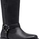 JOUSEN Cowboy Boots for Men Leather Mens Cowboy Boot Motorcycle Western Retro Square Toe Harness Mens Boot (11.5, Amy8426-black)