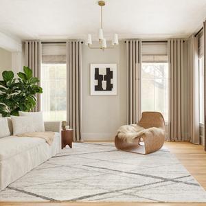nuLOOM 4x6 Thigpen Contemporary Area Rug, Grey, Abstract Lines, Non-Slip Backing, Stain Resistant, For Bedroom, Dining Room, Living Room, Hallway, Office, Kitchen, Entryway