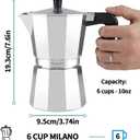 Mongdio Stovetop Espresso Maker Moka Pot, Stove Top Cuban Coffee Maker, Italian Greca Mocha Pot, 6 Espresso Cups, 10 oz - Silver