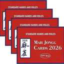 RE RELIURE Mah Jong Cards 2026 Revision Large Print, 4 Pack