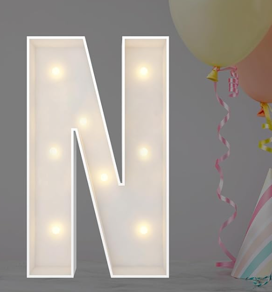 Design 2FT Marquee Light Up Letters Numbers, Mosaic Balloon Frame, Party Decoration for Birthday, Wedding, Anniversary, Graduation – Letter N and T